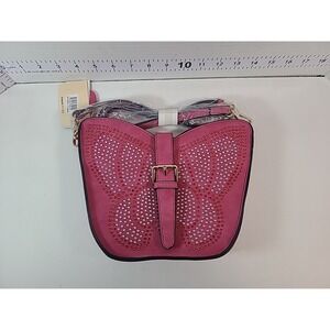Mellow World Butterfly Shaped Light Pink‎ Purse Crossbody Rhinestones